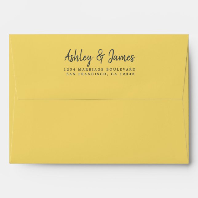 Lemon Yellow Wedding Return Address Envelope (Back (Top Flap))