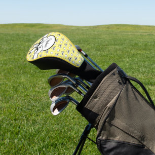 Lemon Yellow White Polka Dots Bows Personalised Golf Head Cover