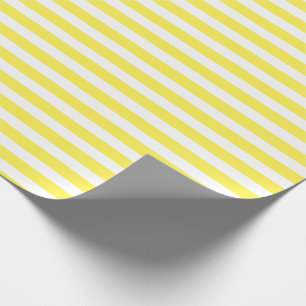 Lemon Yellow White Simple Horizontal Striped Wrapping Paper