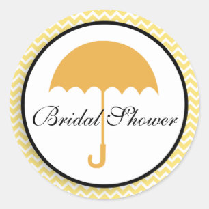 Lemon YellowChevron Umbrella Bridal Shower Sticker