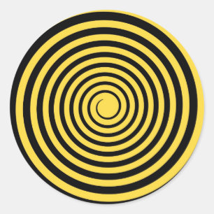 Lemon Zest Yellow & Black Spiral Customised Blank Classic Round Sticker
