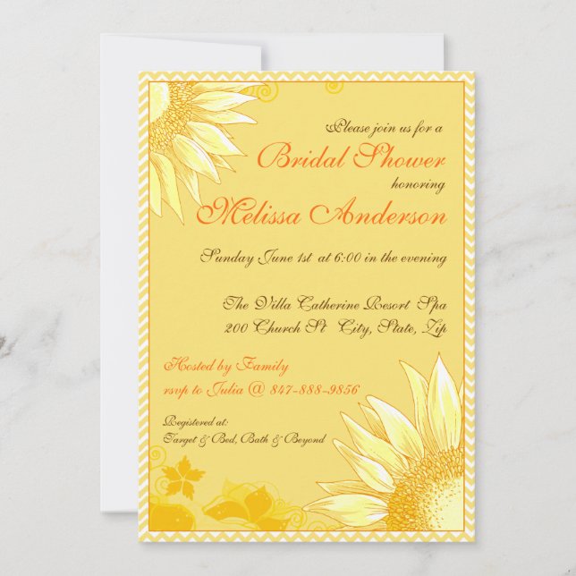 Lemon Zest Yellow Chevron Bridal Shower Invite (Front)