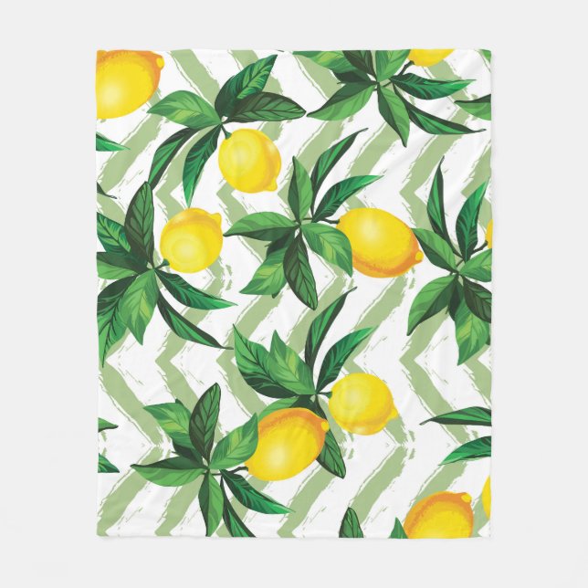 Lemon zigzag: vintage hand-drawn pattern. fleece blanket (Front)