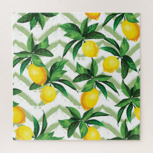 Lemon zigzag: vintage hand-drawn pattern. jigsaw puzzle