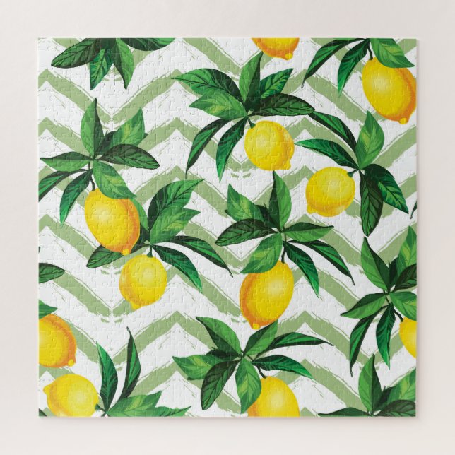 Lemon zigzag: vintage hand-drawn pattern. jigsaw puzzle (Vertical)