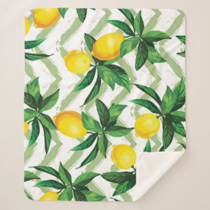 Lemon zigzag: vintage hand-drawn pattern. sherpa blanket