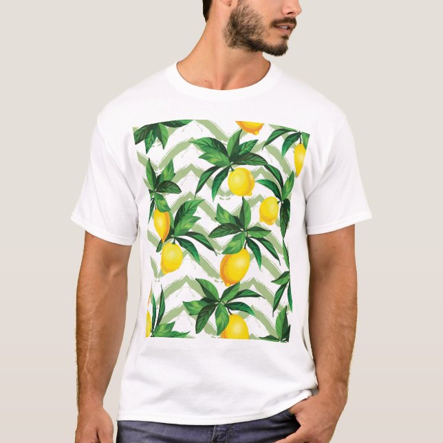 Lemon zigzag: vintage hand-drawn pattern. T-Shirt (Front)