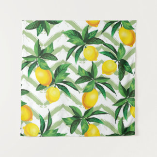 Lemon zigzag: vintage hand-drawn pattern. tapestry