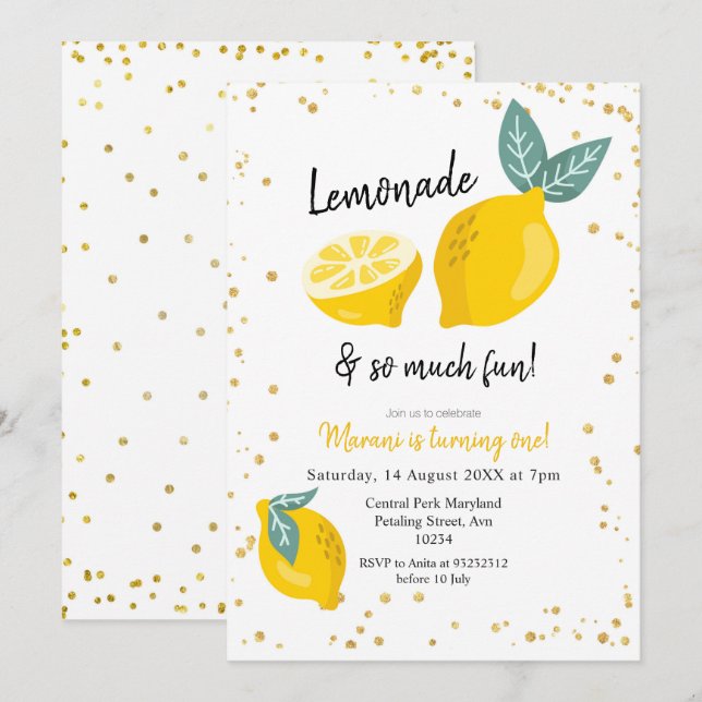 Lemonade and so much fun invitation (Front/Back)