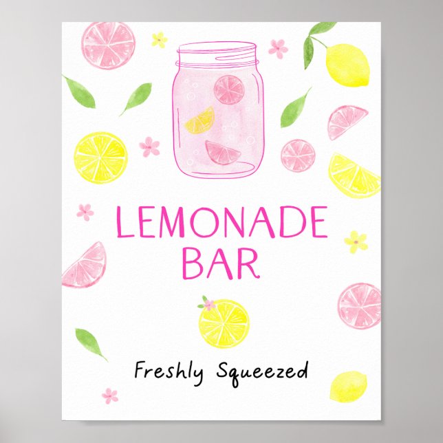 Lemonade Bar Birthday Sign (Front)