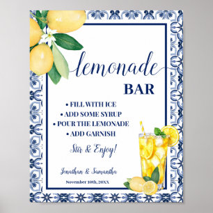 Lemonade Bar Blue Mediterranean Lemons Sign