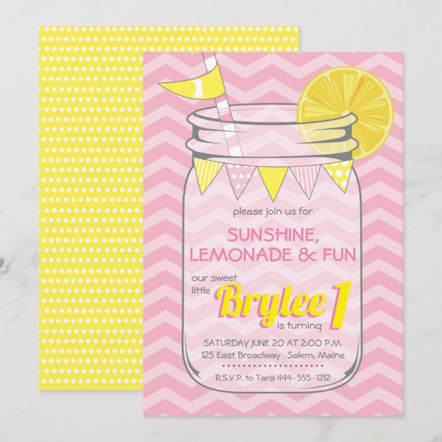 Lemonade Birthday Girl Invitation (Front/Back)