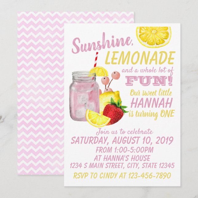Lemonade Birthday Invitation (Front/Back)