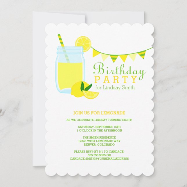 Lemonade Birthday Party Invitation (Front)