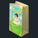 Lemonade Brown Hair Boy Happy Birthday Small Gift Bag<br><div class="desc">This cute and whimsical birthday gift bag can be personalised with a name or title such as son, grandson, nephew, friend etc. It features a brown hair son with fair skin at a yellow lemonade stand which is decorated with flowers and bunting. In the background is a blue sky, sunshine...</div>