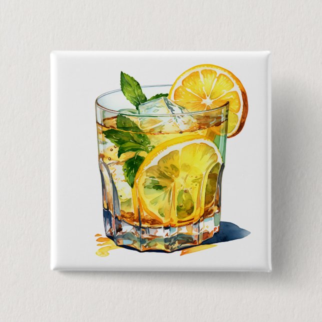 Lemonade Cocktail Drink 15 Cm Square Badge (Front)