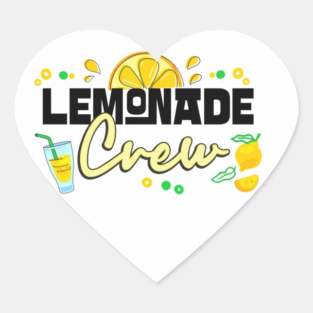 Lemonade Crew Juice Stand Owners Lemon Lovers  Heart Sticker (Front)