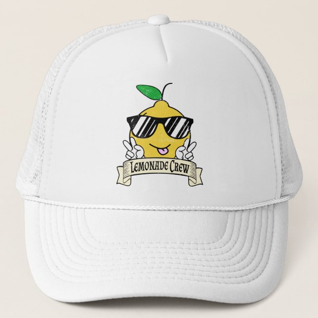Lemonade Crew - Kawaii Peace Hand and Sunglasses Trucker Hat (Front)