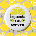 Lemonade Crew Personalised Lemonade Stand 3 Cm Round Badge<br><div class="desc">Perfect for all the kids who want to be the CEO of their own lemonade stand.  Get one for each of them and personalise it with their names to let the world know that they are on the Lemonade Crew</div>