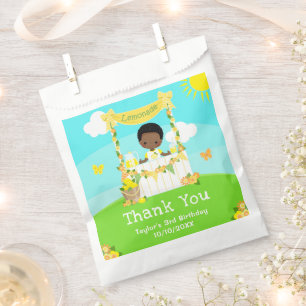 Lemonade Dark Skin Boy Birthday Thank You Favour Bags