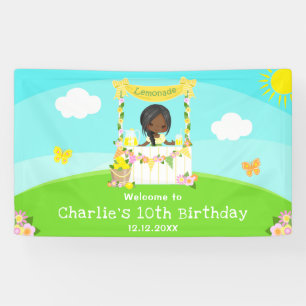 Lemonade Dark Skin Girl Birthday Welcome Banner