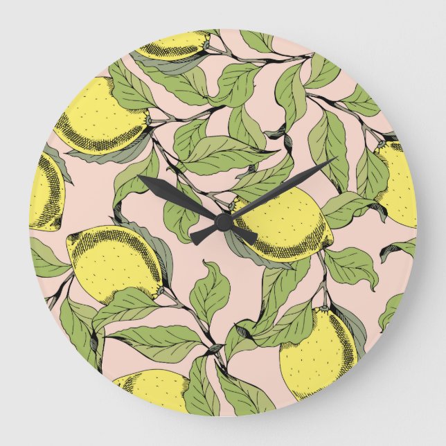 Lemonade Days: Vintage Branch Pattern Large Clock (Front)
