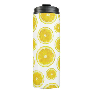 Lemonade drinkware bottle. Yellow lemon slice poly Thermal Tumbler