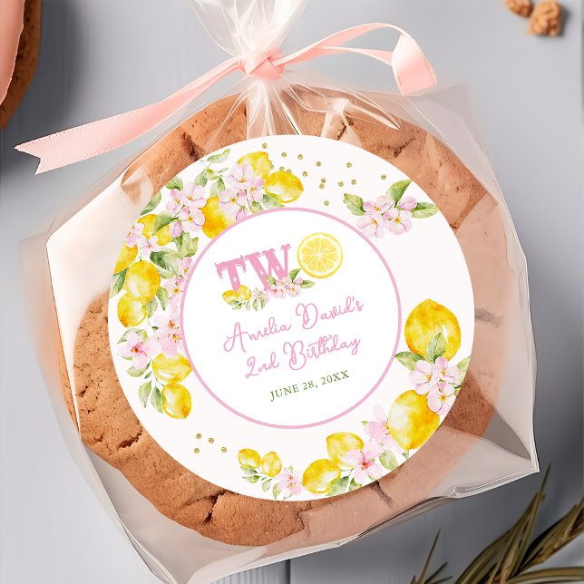 Lemonade Floral Birthday Classic Round Sticker (Creator Uploaded)