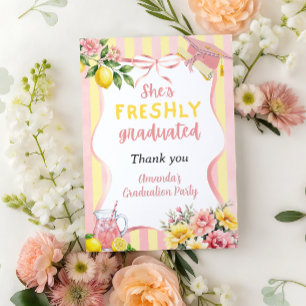 Lemonade Freshly Graduated Lemon Graduation Party Thank You Card