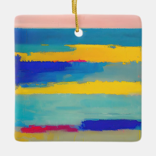 "Lemonade Lullaby" Abstract Art Ceramic Ornament (Front)