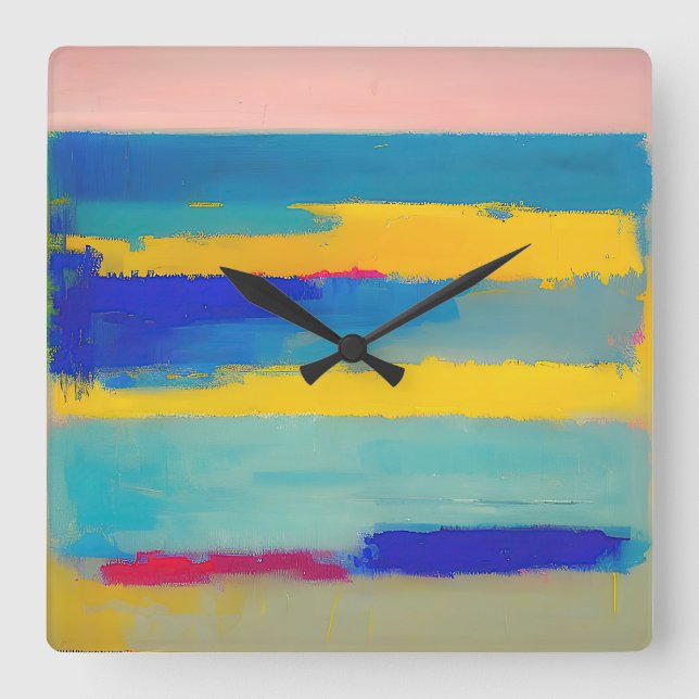 "Lemonade Lullaby" Abstract Art Square Wall Clock (Front)