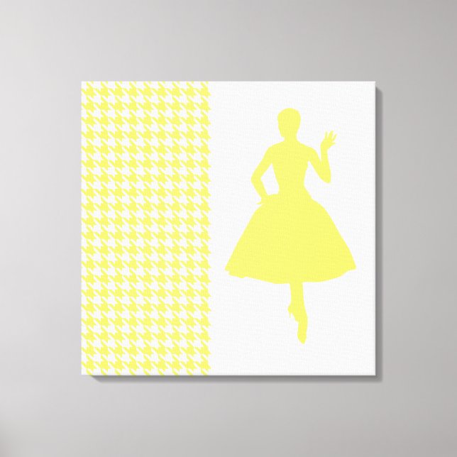 Lemonade Modern Houndstooth w/ fashion Silhouette Canvas Print (Front)