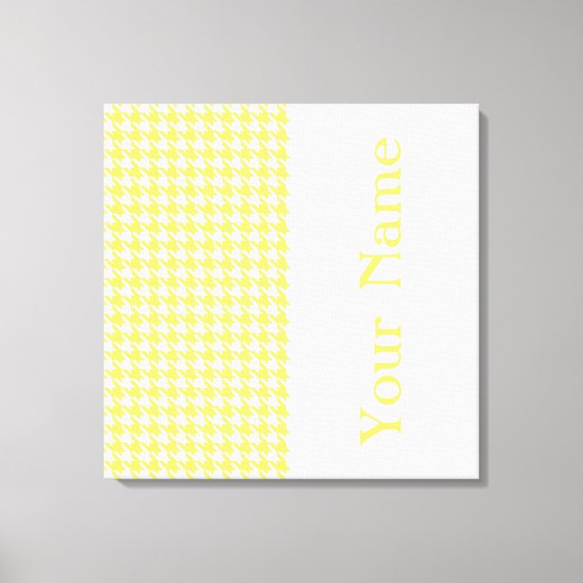 Lemonade Modern Houndstooth with name Canvas Print (Front)