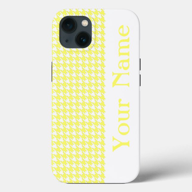 Lemonade Modern Houndstooth with name Case-Mate iPhone Case (Back)
