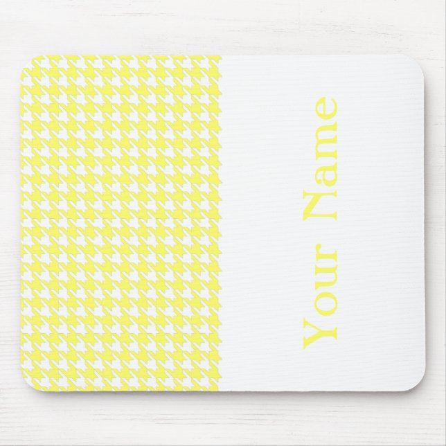Lemonade Modern Houndstooth with name Mouse Mat (Front)