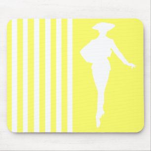 Lemonade Modern Stripes with Fashion Silhouette Mouse Mat