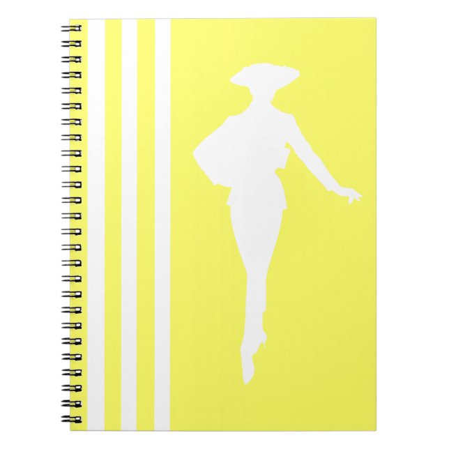 Lemonade Modern Stripes with Fashion Silhouette Notebook (Front)