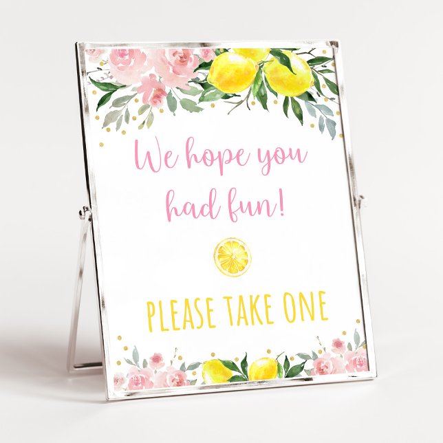 Lemonade Pink Floral Birthday Favour Sign (Creator Uploaded)