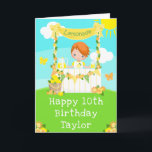 Lemonade Red Hair Boy Happy Birthday  Card<br><div class="desc">This cute and whimsical birthday card can be personalised with a name or title such as son, grandson, nephew, friend etc. It features a red hair son with fair skin at a yellow lemonade stand which is decorated with flowers and bunting. In the background is a blue sky, sunshine and...</div>