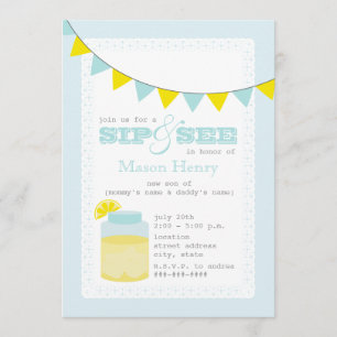 Lemonade Sip And See Baby Boy Invitation