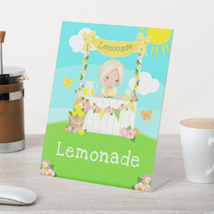 Lemonade Stand Birthday Blonde Hair Girl Pedestal Sign