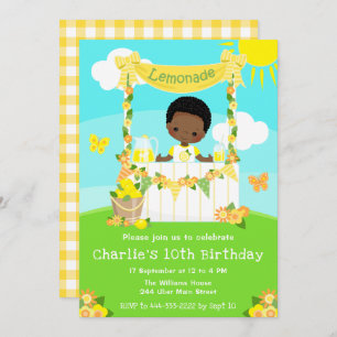 Lemonade Stand Birthday Dark Skin Boy Invitation