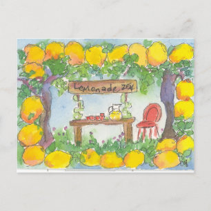 Lemonade Stand Lemon Citrus Tree Grove Summer Postcard