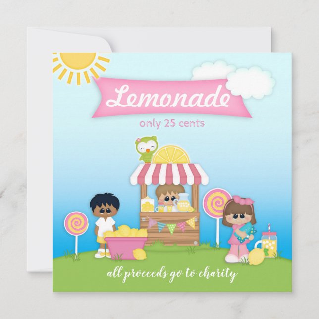 Lemonade Stand Lollipop Kid's Party Invitation (Front)