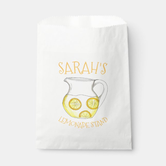 Lemonade Stand Refreshing Yellow Lemon Ade Pitcher Favour Bags (Front)