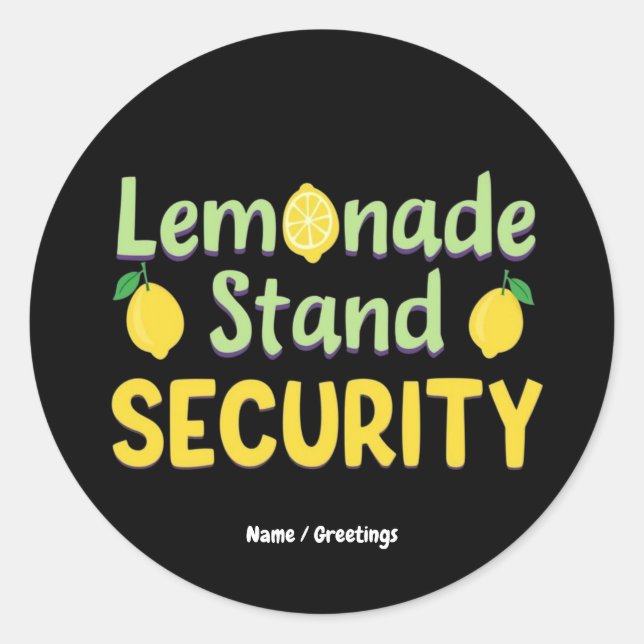 Lemonade Stand Security Funny Summer Citrus CEO  Classic Round Sticker (Front)