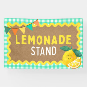 Lemonade Stand Signs for Kids Booth Gingham Lemons