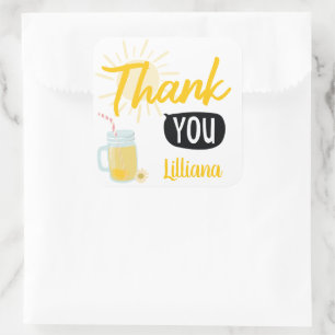 Lemonade Stand Thank You Personalised Square Sticker