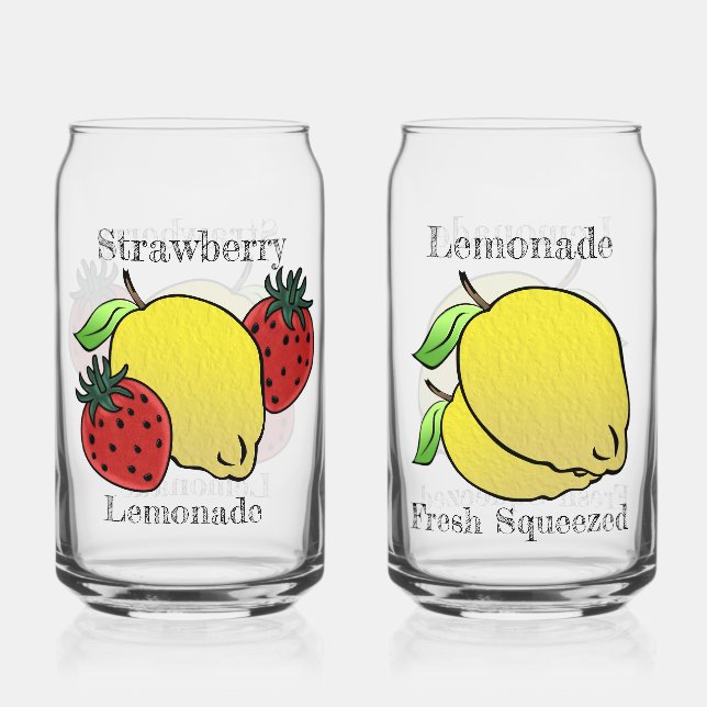 Lemonade & Strawberry Lemonade Personalised Can Glass (Front)