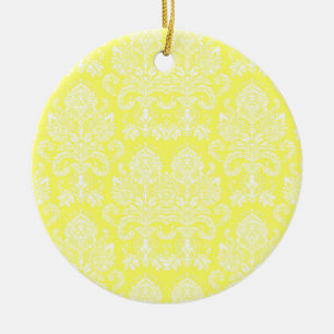 Lemonade Victorian Damask Ceramic Tree Decoration
